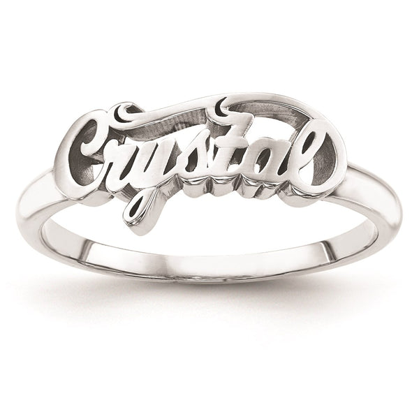 10K White Gold Polished Personalized Name Ring-WBC-10XNR58W