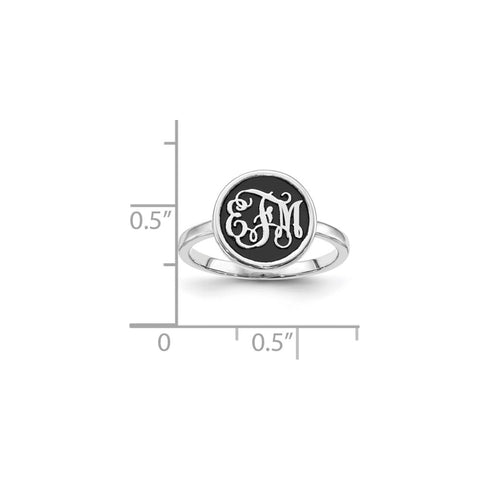 10KW Polished with Antiqued Background Monogram Ring-WBC-10XNR62W