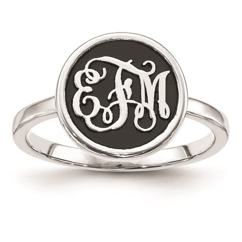 10KW Polished with Antiqued Background Monogram Ring-WBC-10XNR62W