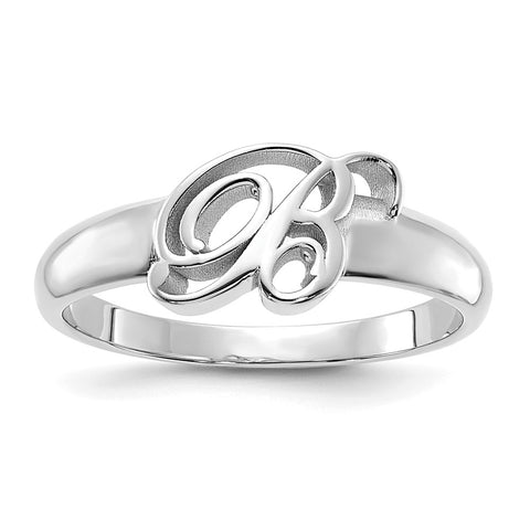 10K White Gold Polished Initial Ring-WBC-10XNR65W