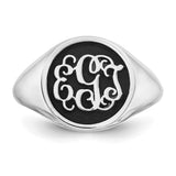 10KW Polished with Antiqued Background Monogram Ring-WBC-10XNR68W