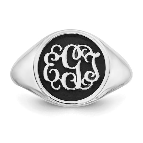 10KW Polished with Antiqued Background Monogram Ring-WBC-10XNR68W