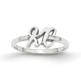 10K White Gold Double Initial Script or Block Font Ring-WBC-10XNR75W