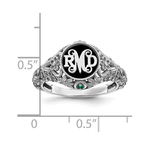 10KW Filigree with 1.5mm Birthstones Monogram Ring-WBC-10XNR82W