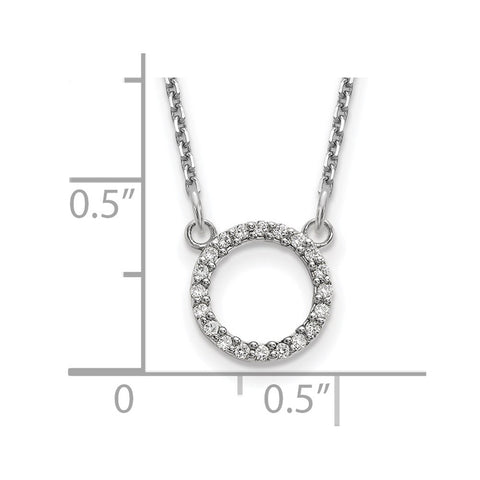 14k White Gold Diamond Open Circle Necklace-WBC-XP5027WAAA