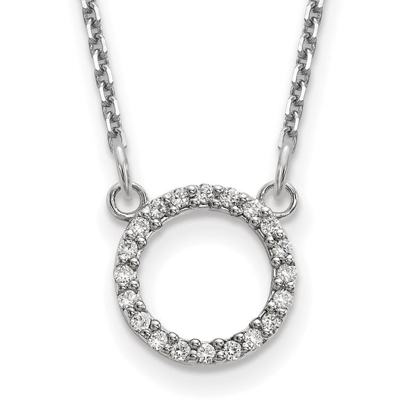 14k White Gold Diamond Open Circle Necklace-WBC-XP5027WAA