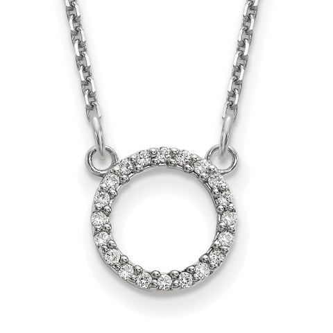 14k White Gold Diamond Open Circle Necklace-WBC-XP5027WAAA