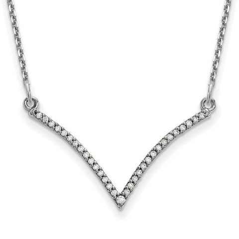 14k White Gold Diamond V Necklace-WBC-XP5028WAAA