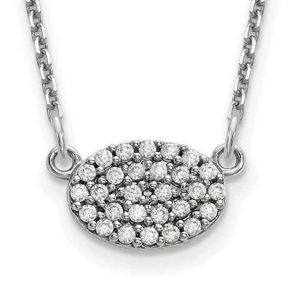 14k White Gold Diamond Cluster Oval Necklace-WBC-XP5029WA