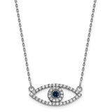 14k White Gold Small Necklace Diamond and Sapphire Evil Eye-WBC-XP5044WS/A
