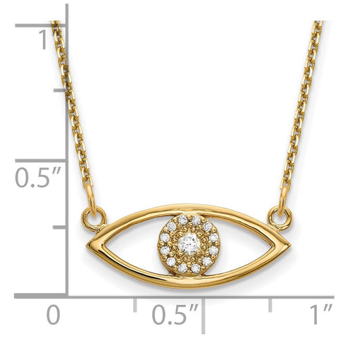 14k Small Diamond Evil Eye Necklace-WBC-XP5046AA