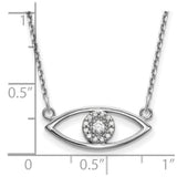 14k White Gold Small Necklace Diamond Evil Eye-WBC-XP5046WA