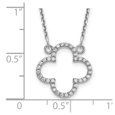 14k White Gold Small Diamond Quatrefoil Design Necklace-WBC-XP5050WAA