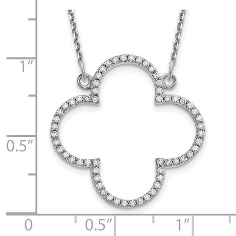 14k White Gold Medium Diamond Quatrefoil Design Necklace-WBC-XP5051WVS