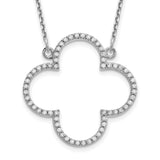 14k White Gold Medium Diamond Quatrefoil Design Necklace-WBC-XP5051WAA