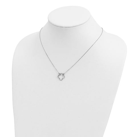 14k White Gold Small necklace Quatrefoil Design-WBC-XP5054W